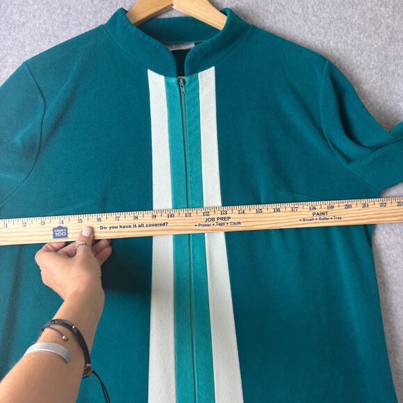 VTG JCPenney Housecoat Robe Women’s Sz 16 70s 80s Long Colorblock Green Retro - Picture 6 of 11